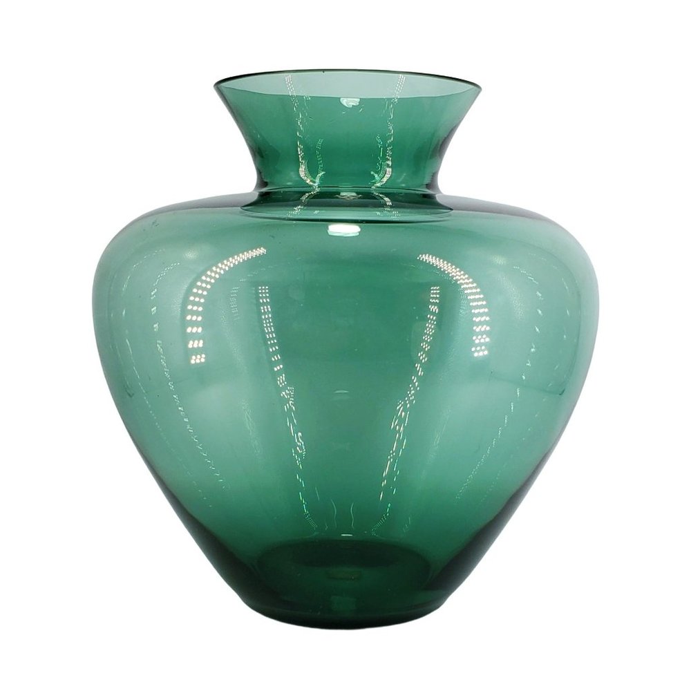Vintage Pro Domo West Germany Teal Blown Glass Vase With Labels Art Glass